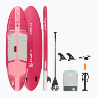 Set Paddleboard SUP aufblasbar AQUASTIC Compact 9'6" pink