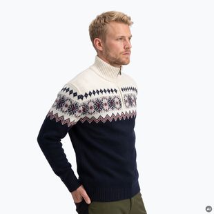 Herrenpullover Woolcano SWT1091 Granatowy/Kremowy