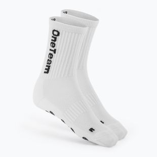 Kinder-Fußballsocken OneTeam Precision Grip non-slip 2-pack white