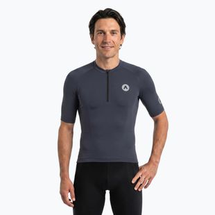 Herren-Fahrradtrikot ATTABO TEVRA mit kurzem Reißverschluss, schwarz