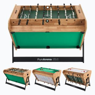 OneTeam FunArena 3-in-1 Tischfußball, Cymball, Billardtisch aus Holz/schwarz