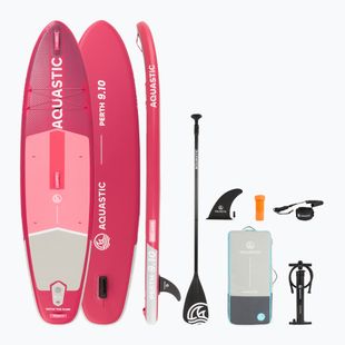 Set Paddleboard SUP aufblasbar AQUASTIC Perth 9'10" pink