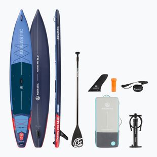 Set Paddleboard SUP aufblasbar AQUASTIC Touring Pro 14'0" dark blue