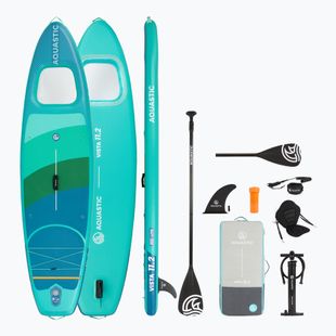 Set Paddleboard SUP aufblasbar AQUASTIC Vista 11'2" green