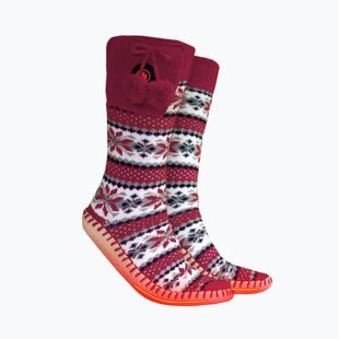 Glovii GQ5 weiß/rot/grau beheizte Hausschuhe mit Socken