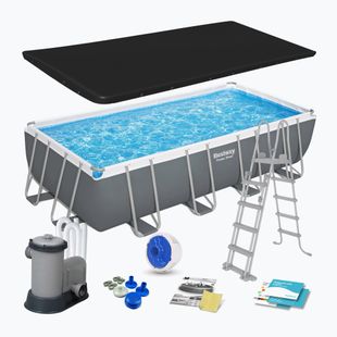Bestway Power Steel Rechteckiges Pool Set 56465N 549 x 274 cm dunkelgrau