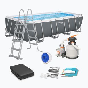 Bestway Power Steel Rechteckiges Pool Set 56466N 549 x 274 cm dunkelgrau
