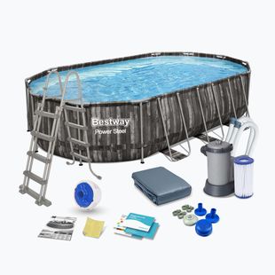 Bestway Power Steel Oval Pool Set 610 x 366 cm braun