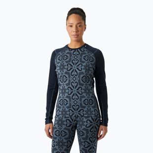 Helly Hansen Lifa Merino Midweight Graphic Crew navy nordic rose aop Frauen thermische Longsleeve
