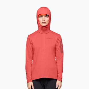 Damen-Trekkingsweatshirt NORRONA Falketind Warm1 Hood deep sea coral/baked apple