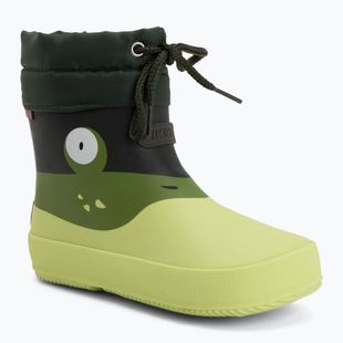 Kinder-Gummistiefel Viking Alv Barefoot Paw Print light green/green