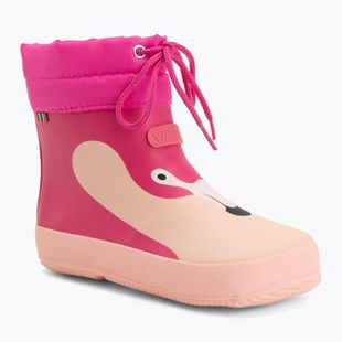 Kinder-Gummistiefel Viking Alv Barefoot Paw Print light pink/magenta