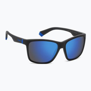 Polaroid PLD 8057/S mattschwarz/blau verspiegelt polarisierte Kindersonnenbrille