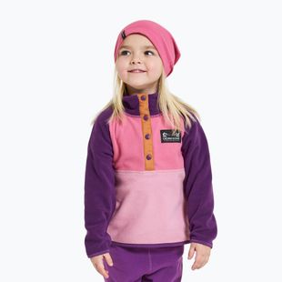 Didriksons Monte Half Button Kinder Fleece-Sweatshirt hell heather pink