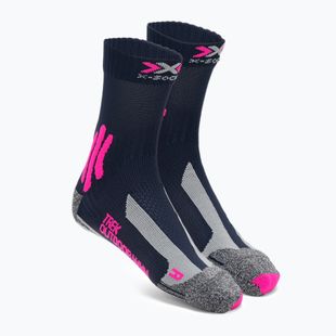 Damen-Trekking-Socken X-Socks Trek Outdoor mitternachtsblau/rosa/grau melange