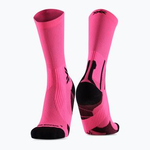 Herrensocken X-Socks Run Perform Crew fluo pink/x schwarz