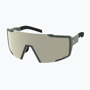 Sonnenbrille SCOTT Shield khaki green/amp white chrome