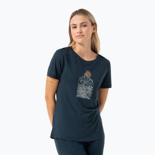 Damen-T-Shirt super.natural Preikestolen Cliffs Tee blueberry/feather grey/copper