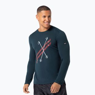 Herren Longsleeve super.natural Kryssede Ski blueberry/fresh white/high risk red