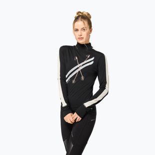Damen-Longsleeve super.natural KryTeeede Col T-Neck Light jet black/white/mountain trail gl/white