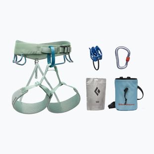 Damen Kletterausrüstung mit Klettergurt Black Diamond Momentum Harness Package pastellgrün