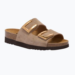 Damen-Pantoletten Scholl Montery 2 Straps Ad Med beige