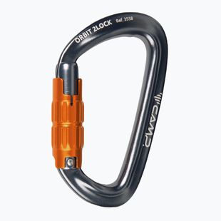 Kletterkarabiner CAMP Orbit 2Lock gun metal/orange