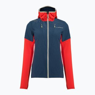 Women's La Sportiva Session Tech Hoody sturmblau/kirschtomatenfarbenes Trekking-Sweatshirt