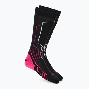 Damen-Skisocken Mico Medium Weight Warm Control Ski black/fluorescent fuchsia