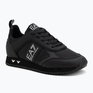 EA7 Emporio Armani Schwarz & Weiß Carbon dreifach schwarz / Silber Logo Schuhe