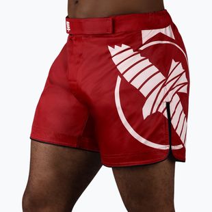 Herren Hayabusa Icon Mid-Thigh MMA Trainingsshorts rot/weiß