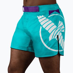 Herren Hayabusa Icon Mid-Thigh MMA Trainingsshorts teal/weiß