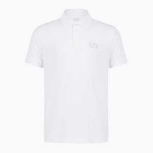 Herren EA7 Emporio Armani Core Identity Polo Shirt weiß / silbernes Logo