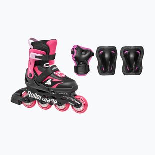 Kinder-Inlineskates mit Schützern Rollerblade Microblade Combo Jr black/pink