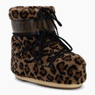 Damen-Schneestiefel Moon Boot Icon Low Fleece Leopard cognac/cocoa