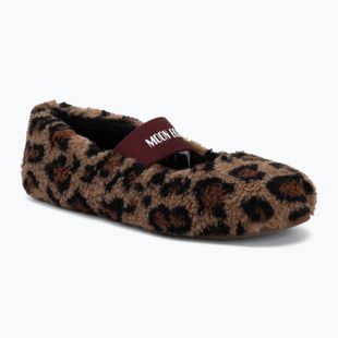 Damenhausschuhe Moon Boot Fleece Ballerina Leopard cognac/cocoa