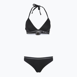 Zweiteiliger Damen-Badeanzug EA7 Emporio Armani Logo Tape Bikini Triangle schwarz