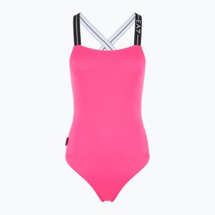 EA7 Emporio Armani Logo Tape One Piece Badeanzug neon pink
