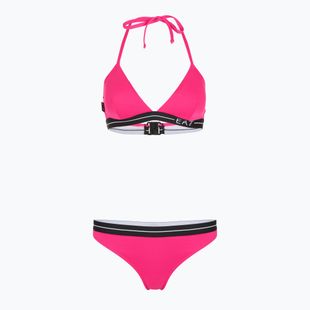 Zweiteiliger Damen-Badeanzug EA7 Emporio Armani Logo Tape Bikini Triangle neon pink