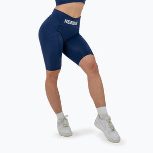 Trainingsshorts Damen NEBBIA High Waisted Biker 10″ Gym Therapy dark blue
