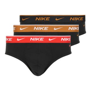 Nike Everyday Cotton Stretch Brief für Männer 3 Paar schwarzes helles Karminrot/Wüstenocker/Schwarz wb