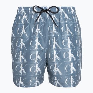 Herren Calvin Klein Medium Drawstring Print Schwimmen Shorts blau