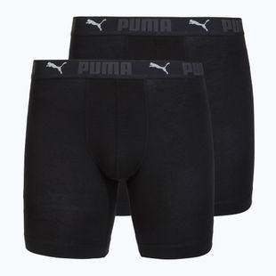 Herrenboxershorts Cotton Long 2 pack black