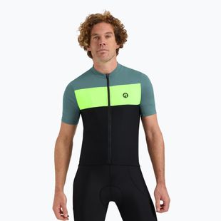 Rogelli Core Block Herren Radtrikot schwarz / türkis / fluorgelb