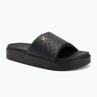 Badeschlappen Schlappen Damen Tommy Hilfiger Platform Monogram Poolslide black