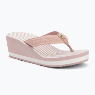 Flip-Flops Damen Tommy Hilfiger Stripes Wedge Beach Sandal foggy pink