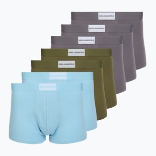Herren-Boxershorts KARL LAGERFELD Essential Logo Trunk 7er-Pack Olive/Clear Sky/Excalibur