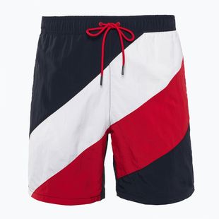 Herren Tommy Hilfiger Long Drawstring Diag Swim Shorts On desert sky