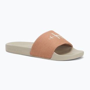 Badeschlappen Schlappen Damen Calvin Klein YW0YW01835 Slide Monogram Wn tuscany/eggshell