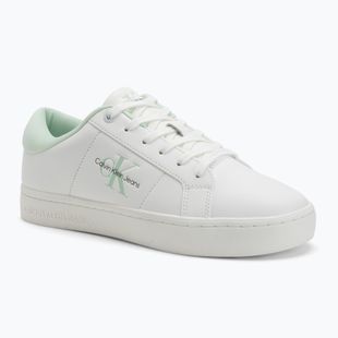 Calvin Klein Damenschuhe YW0YW01444 Classic Cupsole Lowlaceup Lth Wn Hellweiß/Mondlicht Jade